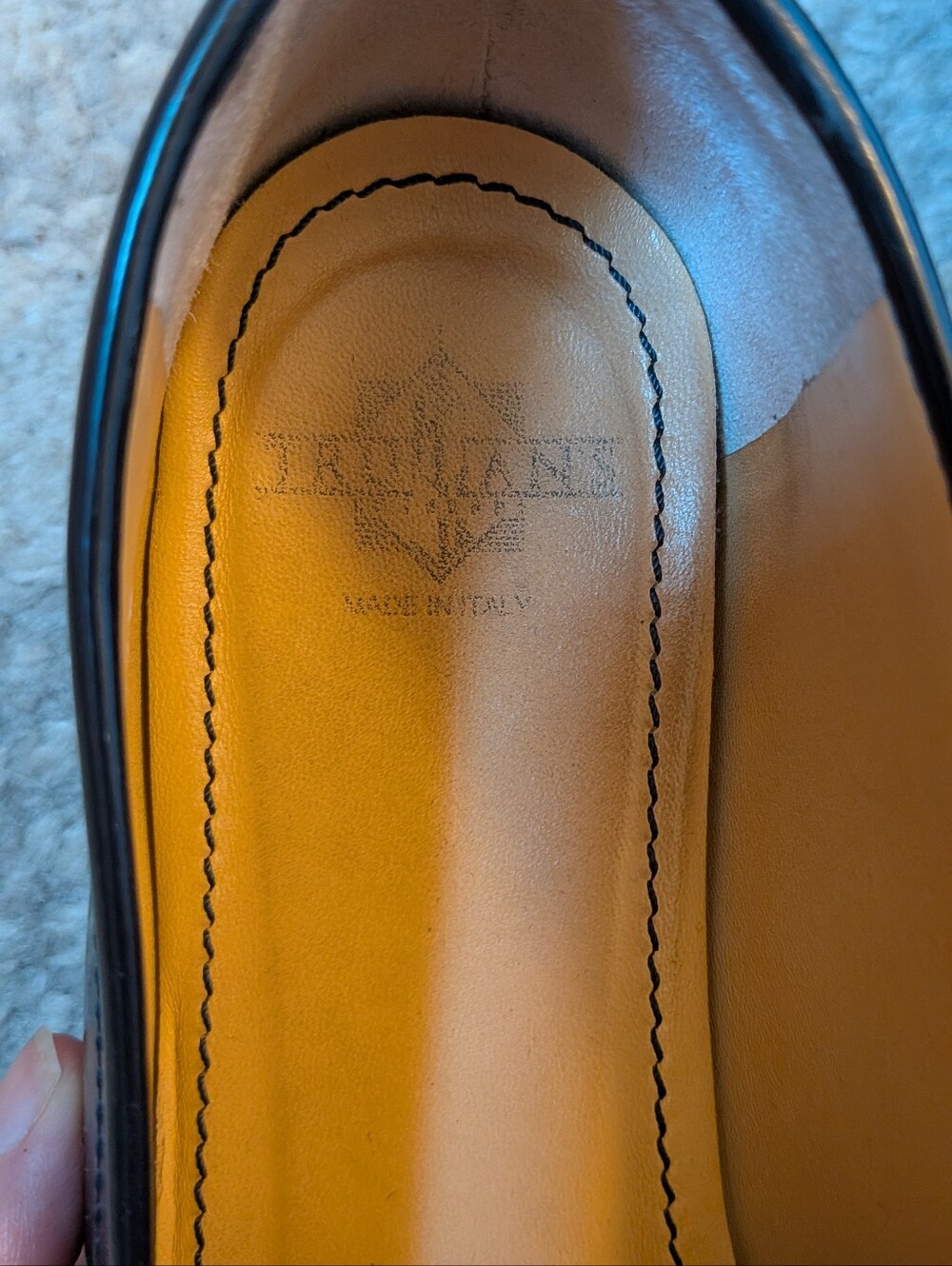 Italian Leather Navy Loafers - Picture 3 of 3